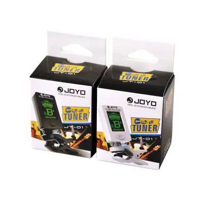 clip-on chromatic digital tuner with LCD display for guitar, bass, ukulele, violin, and other string instruments.